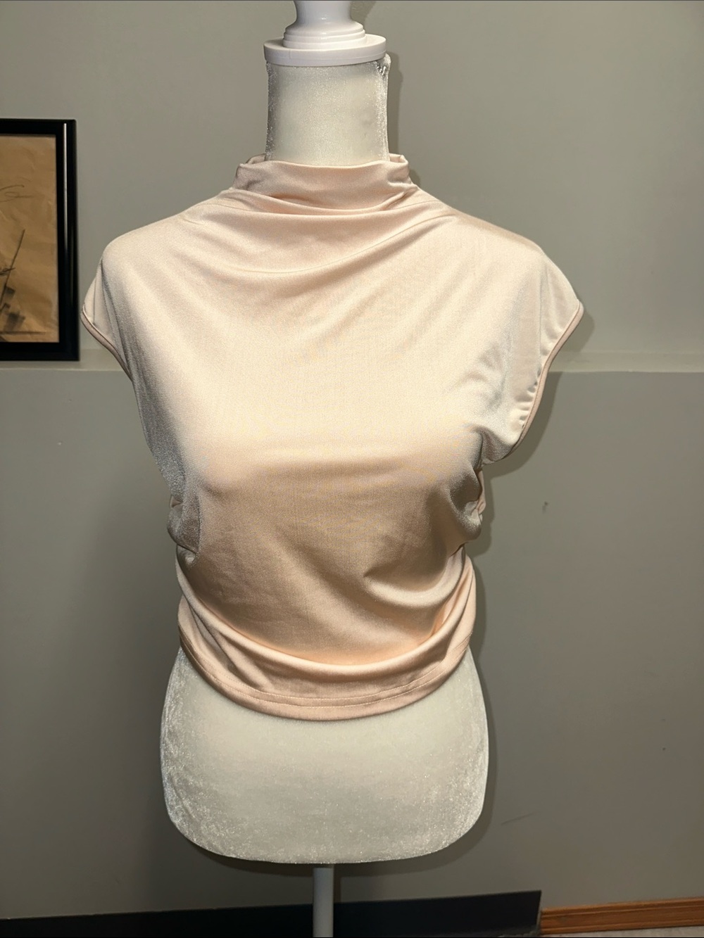 Light Peach Mock Neck Cap Sleeve Camisole